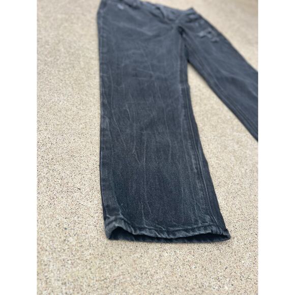 Old Navy Pants Women Size 2 Black High Rise Slouchy Straight Jeans Button Fly - Picture 2 of 7